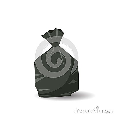 Full garbage black bag Vector Illustration