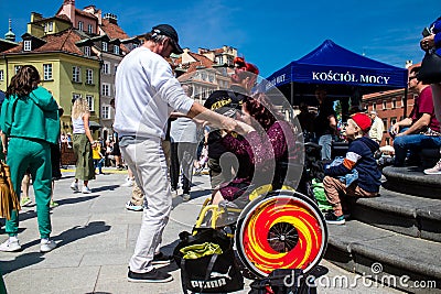 Full Gospel Church Christian Community evangelists dancing and singing in Warsaw, Poland - May 28, 2023 Editorial Stock Photo