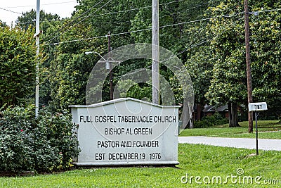 Full Gospel Tabernacle Church sign Bishop Reverend Al Green Editorial Stock Photo