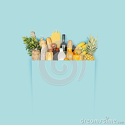 Full grocery shopping bag with copy space Stock Photo