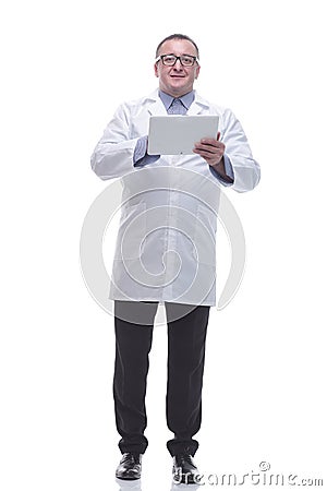 In full growth. a competent mature doctor with a digital tablet. Stock Photo
