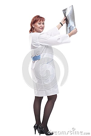 in full growth. competent woman with an x-ray . Stock Photo