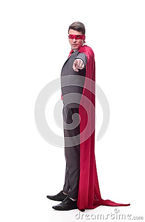 In full growth. confident Superman businessman pointing at you. Stock Photo