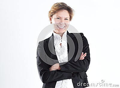 In full growth. portrait of experienced business woman on white background Stock Photo