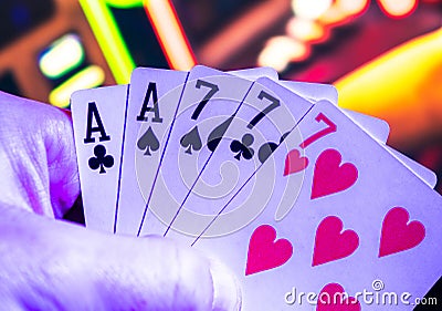 Full House in Poker Game Stock Photo