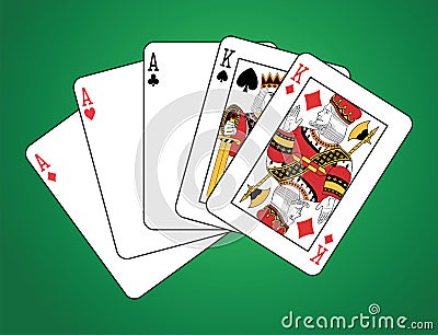 Full house of three aces and two kings Vector Illustration
