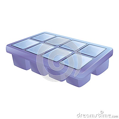 Full ice cube tray icon, cartoon style Vector Illustration