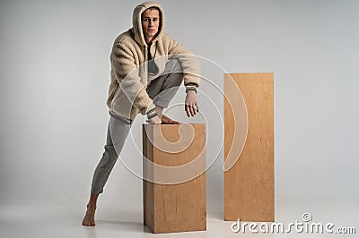 Full lenght portrait of strong handsome man in sportwear Stock Photo