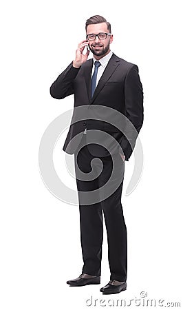 Full length .concerned businessman . isolated on white Stock Photo