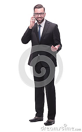 full length .concerned businessman . isolated on white Stock Photo