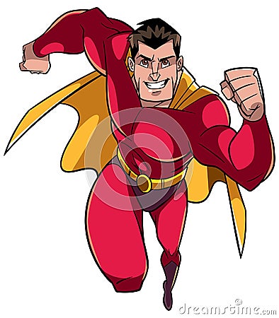 Superhero Running Frontal View Vector Illustration