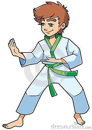 Karate Stance Boy Vector Illustration