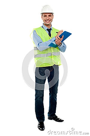 Full length portrait of handsome architect Stock Photo