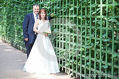 Full length portrait of just merried couple Stock Photo