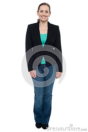Full length portrait of a stylish trendy woman Stock Photo