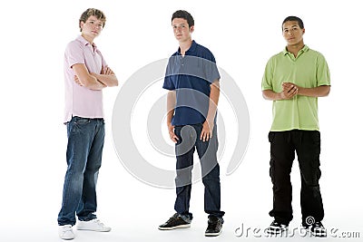 Full Length Portrait Of Teenage Boys Stock Photo