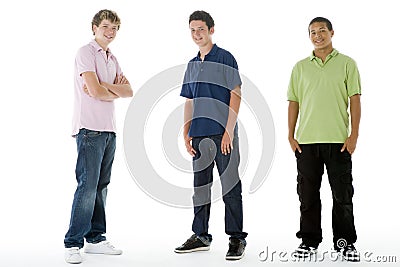 Full Length Portrait Of Teenage Boys Stock Photo