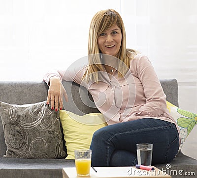 Full-length portrait of a young pretty woman Stock Photo