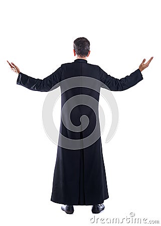 Full length priest blessing arm rear view Stock Photo