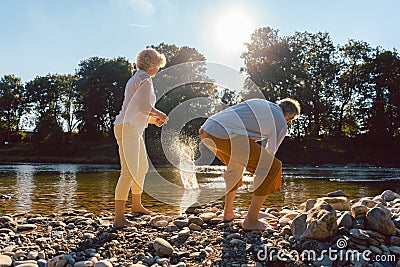 Two senior people enjoying retirement and simplicity Stock Photo