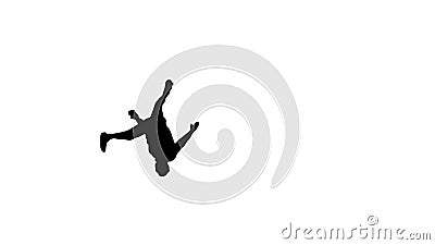 Silhouette Young man in white shirt doing back flip looking at c Stock Photo