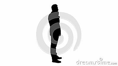 Silhouette Businessman talking on the phone. Stock Photo