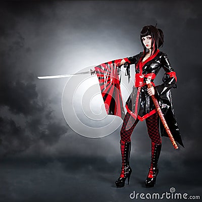 Full length shot of warrior girl Stock Photo