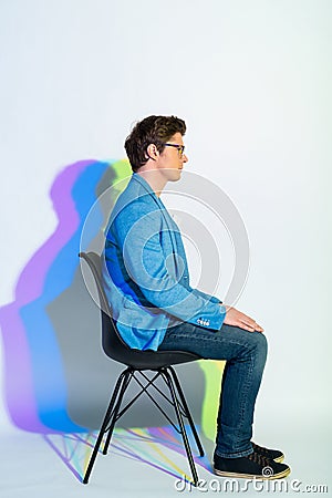 Serene male locating on seat Stock Photo