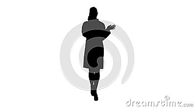 Silhouette Confident female doctor, healthcare professional talking on phone with patient. Stock Photo