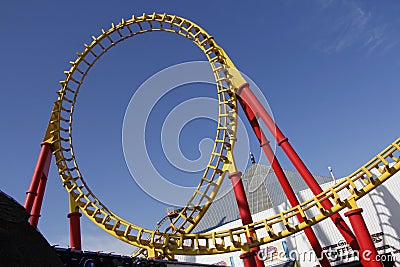 FULL loop the loop in bright sunshine Stock Photo