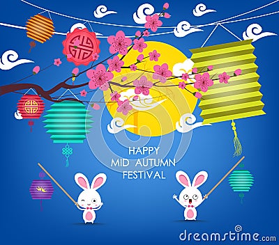 Full moon background for traditional of Chinese Mid Autumn Festival or Lantern Festival Vector Illustration