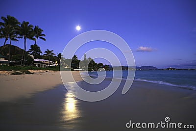Full moon at daybreak Stock Photo