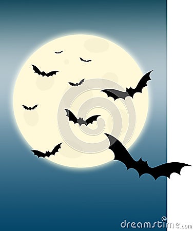 Full moon and flying bats Stock Photo