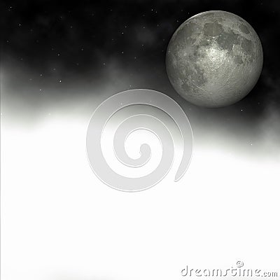 Full Moon on a Foggy Night Stock Photo