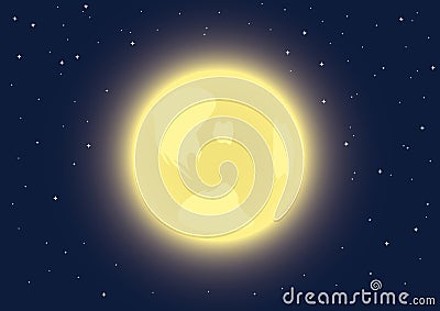 Full moon in the night sky Vector Illustration