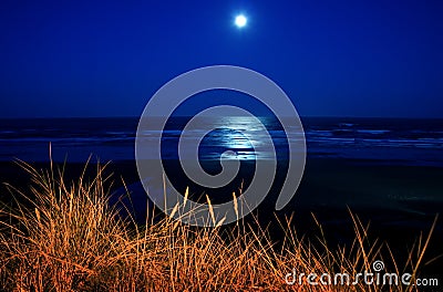 Full moon over Newport beach Stock Photo