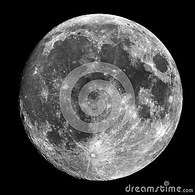 Full Moon over small telescope Stock Photo