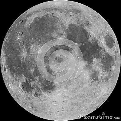 Full Moon, photo combined with illustrated craters, isolated Stock Photo