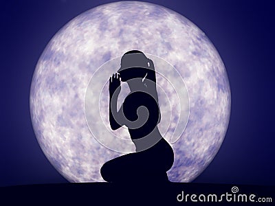 Full moon prayer Stock Photo