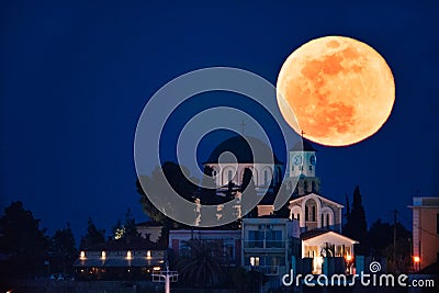 Full moon rising Stock Photo