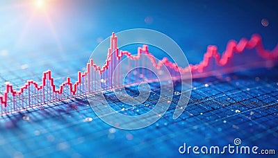 Full page blue grid graph on white Linear data visualization , finance, plotting grid Stock Photo