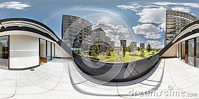 Full 360 panorama in equirectangular spherical projection, Skybox for VR 3d content. View from the balcony on the elite Stock Photo