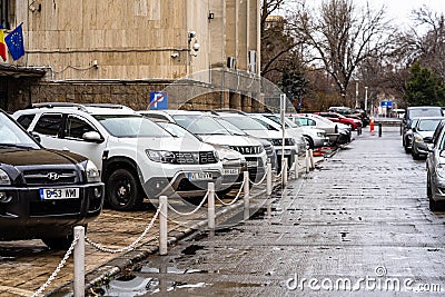 Full parking lot in downtown Bucharest, Romania, 2022 Editorial Stock Photo