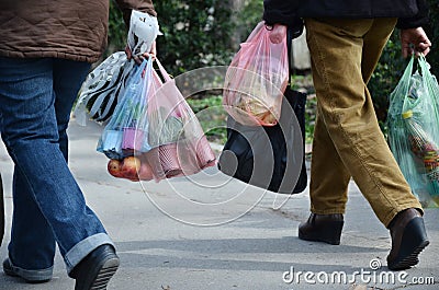 Full plastic bags Stock Photo