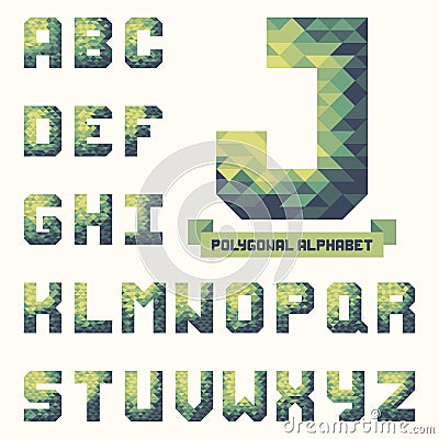 Full polygonal triangular alphabet. Trendy typeset for your design Vector Illustration