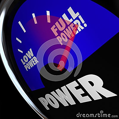 Full Power Fuel Gauge Strength Muscular Commanding Energy Stock Photo