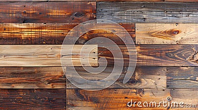 full screen view of retro, worn, cozy wooden planks from a perfect frontal view Stock Photo