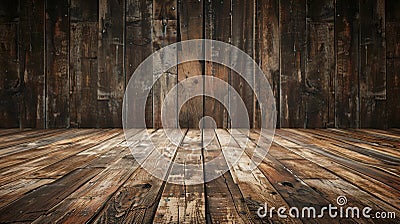 full screen view of retro, worn, cozy wooden planks from a perfect frontal view Stock Photo