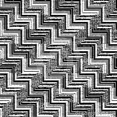 Full Seamless Modern Halftone Distressed Zigzag Pattern Vector. Classic Black and White Design Fabric Print Cartoon Illustration