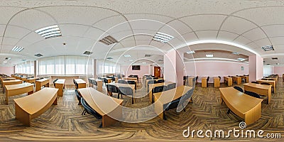 Full seamless spherical hdr 360 panorama view in modern empty classroom, conference and lecture hall in equirectangular projection Stock Photo